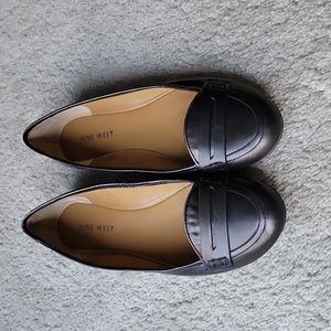 Nine West Leather Upper Flats Dark Grey